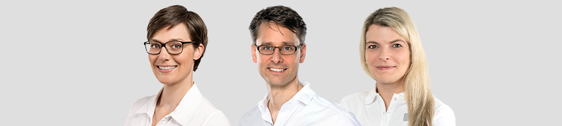 Bildcollage von Dr. med. Sabrina Hoormann, Dr. med. Konstantin Feise und Dr. med. Mariann Schrick-Thomas, Fachärzte für plastische Chirurgie in Stuttgart